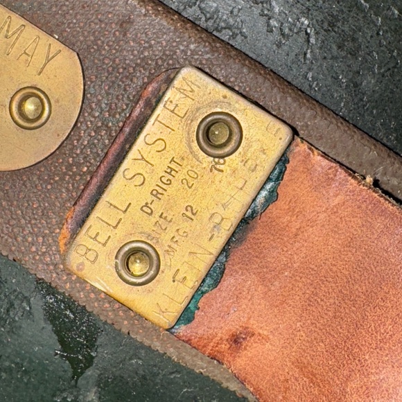 Vintage Klein-Buhrke Tools Lineman Belt Rare GREEN BROWN LEATHER D-Ring - Picture 4 of 7